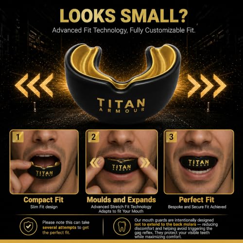 Boxing Mouth Guard Dual-Layer Boil & Bite Protective Gear - Gold, Adult 11+