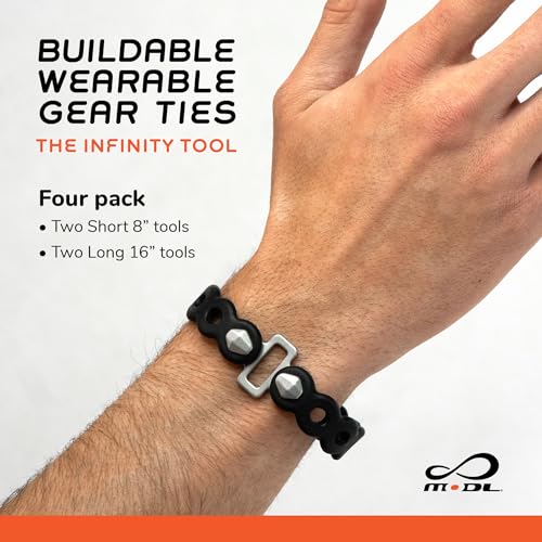 Black Modular Gear Straps for Camping & Travel - 4 Pack