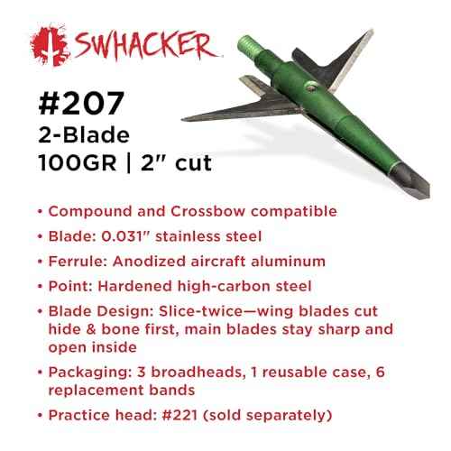 Swhacker | 2 Blade Mechanical Broadhead | #207 100 Grain 2" Cut