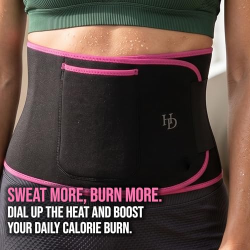 Large Black Pink Sweat Waist Trainer for Women & Men - Belly Fat Stomach Wrap