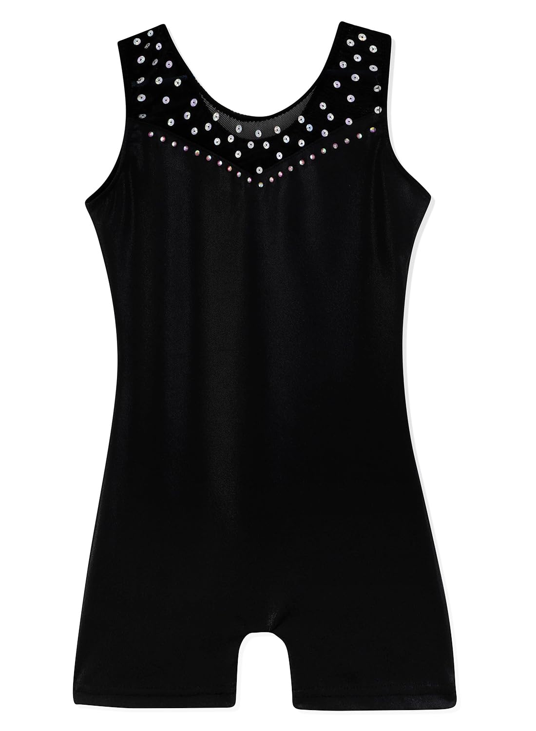 XiaoMoSha Leotards for Girls Gymnastics with Shorts, Print Biketards Dance Outfits for Kids (Black,140 7-8Y)