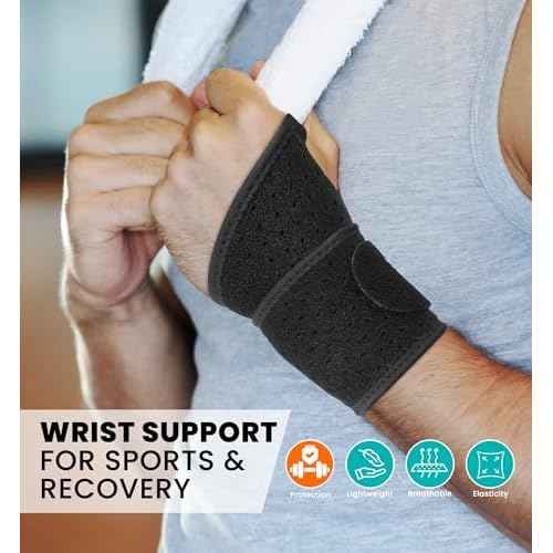 HiRui Wrist Wraps 2-Pack, Adjustable Breathable Wrist Support Brace for Men & Women ? Pain Relief for Carpal Tunnel Syndrome, Tendonitis, Arthritis, Sports, Workouts ? Fits Left & Right Hand (Black)
