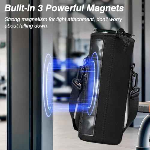 Nuovoware Magnetic Water Bottle Carrier Bag, 25oz/32oz Bottle Pouch Holder, Adjustable Shoulder Strap 2 Pocket Sling Neoprene Sleeve Sports Water Bottle Accessories for Gym Hiking Travelling Camping