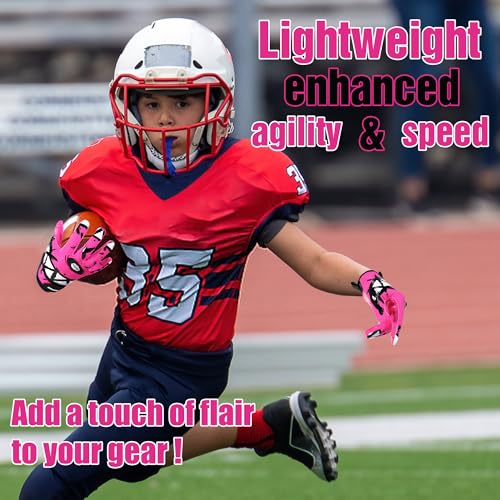 Kids Youth Football Gloves Pink / Receiver Gloves for Boys Girls