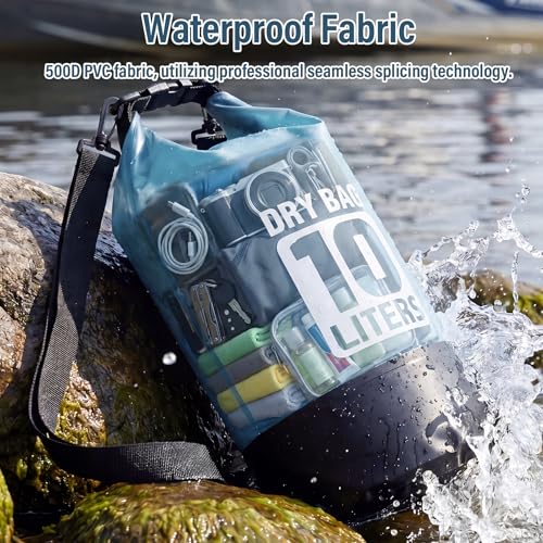 Dark Blue Waterproof Dry Bag Backpack 10L Roll Top Waterproof Bag for Men Women