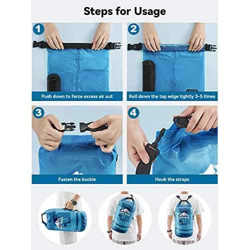 HEETA Dry Bag Waterproof for Women Men, 5L/10L/20L/30L/40L Roll Top Lightweight Dry Storage Bag Backpack with Phone Case for Travel Swimming Boating Kayaking Paddle Board Camping Beach Accessories