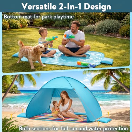 Baby Beach Tent with 2 Built-In Splash Pools UPF 50+ Sun Shade Portable Shade for Infants and Toddlers