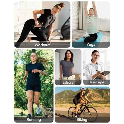 Runhit Compression Shirt Women Short Sleeve Workout Tops Athletic Gym Moisture Wicking T-Shirt Running Yoga Base Layer