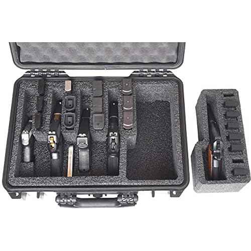 Case Club 5 Pistol and 20 Magazine Pre-Cut Heavy Duty Waterproof Case with Included Silica Gel Canister to Help Prevent Gun Rust (Upgraded Gen-3)