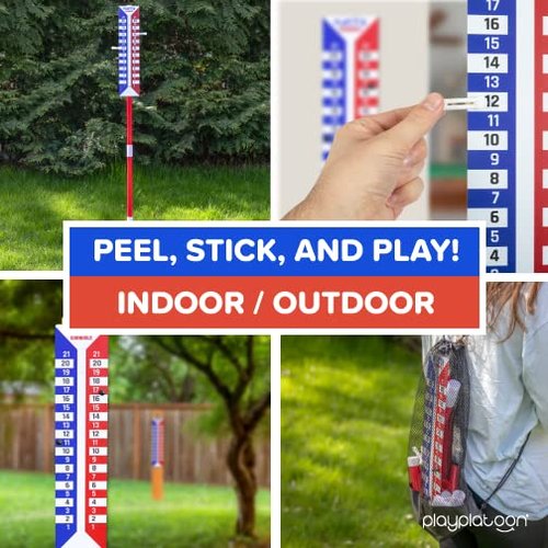 Play Platoon Cornhole Scoreboard Vertical Score Keeper 2 Pack Board & Accessories 4 Magnets, 4 Clothes Pin, PVC Tower Stand & Carry Bag Holder for Professional Corn Hole Bag Tournament