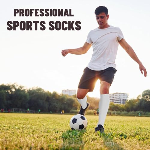 Grip Soccer Socks with Grip Pads - One Size White - 3 Pairs