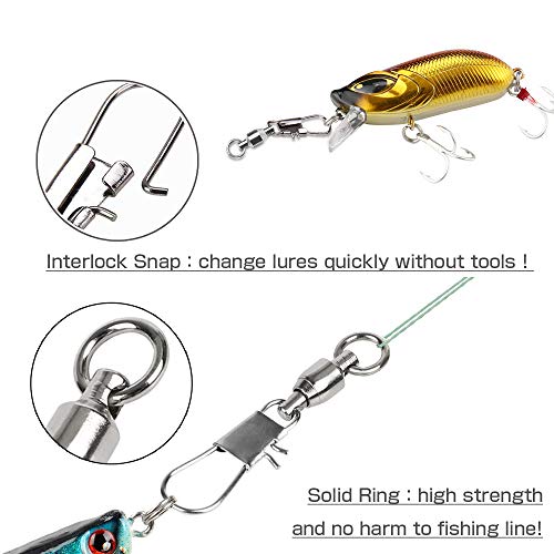Fishing Swivel Snap Set 50.1lb 25 Pcs High Strength Saltwater Interlock Tackle