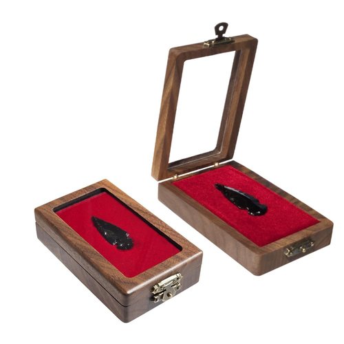 Arrowhead Display Case Arrowhead Shadow Box Handmade Small Wood Box Native American Arrowhead Display Box for Collectibles Military Coins Project Spear Crystal Stone