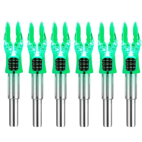 DEEPOWER S Lighted Nocks for Arrows .244/6.2mm 6/12 Pack Lighted Arrow Nocks for Archery Hunting (6 PCS/Green)