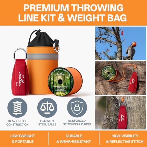 Arborist Throw Line Kit with 166ft Polyester Rope & 11oz Throw Bag - Tree Trimming Gear