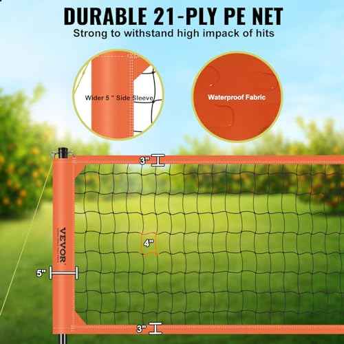 VEVOR Outdoor Portable Volleyball Net System, Adjustable Height Aluminum Poles, Professional Set with PVC Volleyball, Pump, Carrying Bag, Heavy Duty Net for Backyard, Beach, Lawn