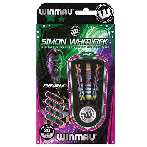 Winmau Simon Whitlock Urban World Cup Edition 20g Gram Professional Soft Tip Tungsten Darts Set with Flights and Stems (Shafts)