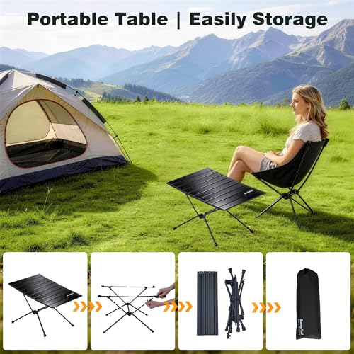 Portable Camping Side Table - Folding Lightweight Beach Table 23 Inch Medium
