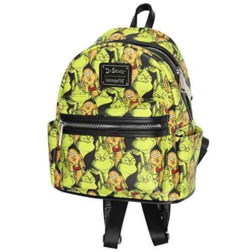 Loungefly Dr. Seuss GRINCH and Max All-Over Print Faux Leather Mini Backpack