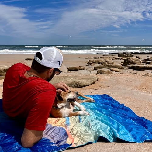Puffy Camping Blanket - Large 52x75 Inch Outdoor Quilt with Waterproof Coating - Sunset Variation