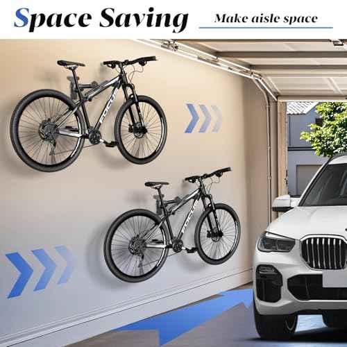 Goovilla Bike Wall Mount Hanger Adjustable - Space Saving Horizontal Bicycle Rack for Mountain/Road/Hybrid Bikes | Secure Home Garage Storage with Easy Installation | 1-Pack Cycling Holder Hook,Black