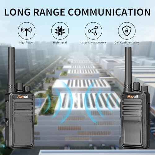 MC-528 Professional Walkie Talkies 2 Pack with Earpiece 2 Way Radio Long Range Rechargeable Portable Two-Way Radios One Click Frequency Matching Encrypted Call for Trip Camping Hiking Skiing