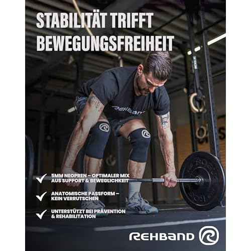 Rehband 5mm knee sleeve support for Cross Fit & heavy training, compression neoprene knee sleeve, feel stronger + more secure while workout, Colour:Camo - 1 Pair, Size:S