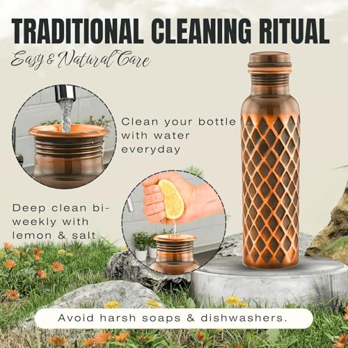 Pure Copper Water Bottle 34 Oz - Ayurvedic Drinking Water Container