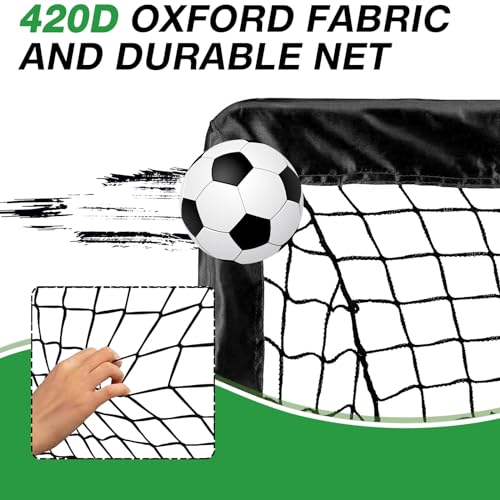 Black 4x3 ft Kids Soccer Goal Set - Portable Pop Up Practice Goals with Carrying Bag & Ground Stakes