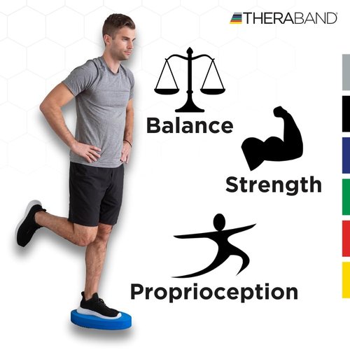 THERABAND Stability Trainer Pad, Intermediate Level Blue Foam Pad, Balance Trainer & Wobble Cushion for Balance & Core Strengthening, Rehabilitation, & Physical Therapy, Round Sport Balance Trainer