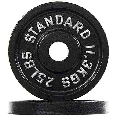 Fitvids Cast Iron Plate Weight Plate for Strength Training and Weightlifting, 2-Inch Center (Olympic), 25LB (Set of 2)