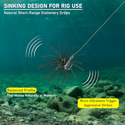 White 4-Inch Sea Urchin Creature Bait for Bass Fishing - Durable Soft Plastic Lure