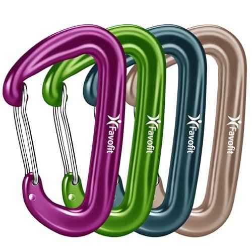 12KN Heavy Duty Carabiner Clips - Favofit 3.2'' Small Carbineers for Hiking Camping Hammocks Keys Keychains Dog Leashes - Ideal for Outdoor Enthusiasts