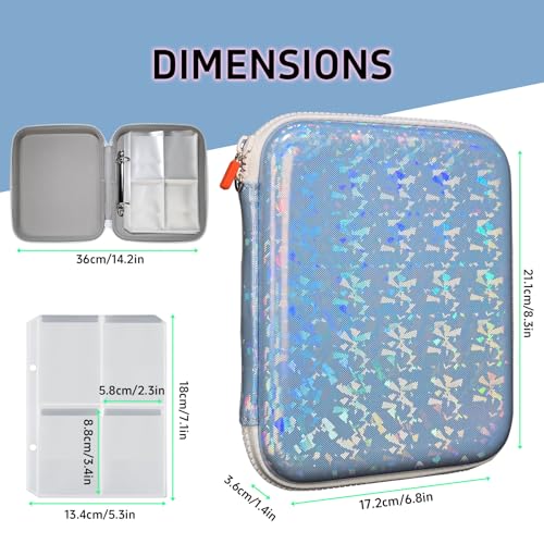 Blue Sparkly Card Case Holder for Yoto Cards - 120 Pockets Zipper Organizer