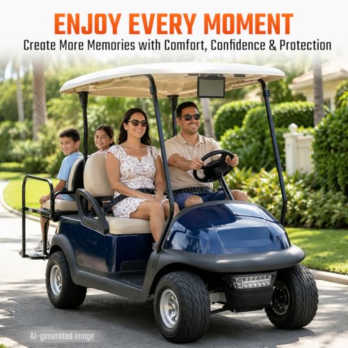 Golf Cart Seat Belts Kit 40 Inch Retractable Universal Belts - 4 Sets Black