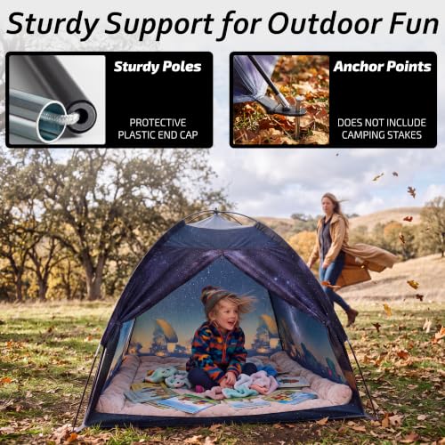Kids Space Play Tent Indoor Galaxy Starry Dome with Mesh Top - Portable Black Galaxy Variation