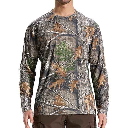 LOOGU Men's Camo Shirt Lightweight Turkey Hunting Shirt Camouflage Shirts for Men Long Sleeve Shirt
