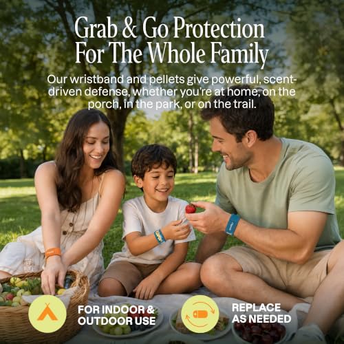 Mosquito Repellent Wristbands Pack of 9 with Refills - Natural, Adjustable, DEET-Free