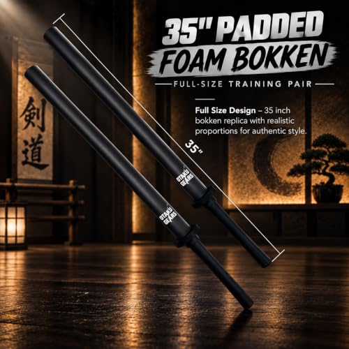 35 Inch Foam Padded Samurai Sword for Practice, Cosplay & Sparring - Black Variation
