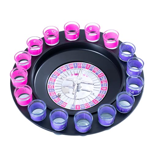 Roulette Party Game with Glass Mini Cups and Spinner Set for Adults