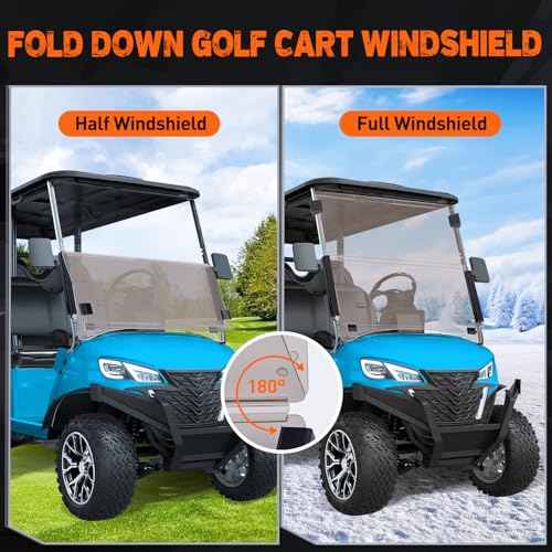Nilight Golf Cart Windshield for Front Window Foldable Windproof UV Protection Compatible with Club Car Precedent Gas or Electric 2004-Up, Scratch and Impact Resistant, Tinted Acrylic