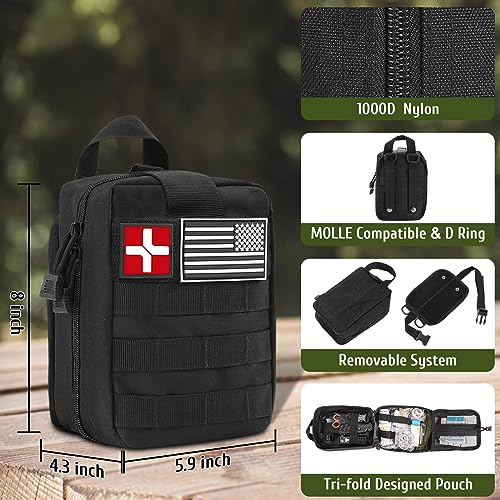 ABPIR 170 PCS Survival Kit with Emergency First Aid and Outdoor Gear - Black