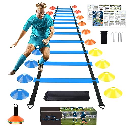 Blue Soccer Speed & Agility Training Set with Ladder Cones & Carry Bag
