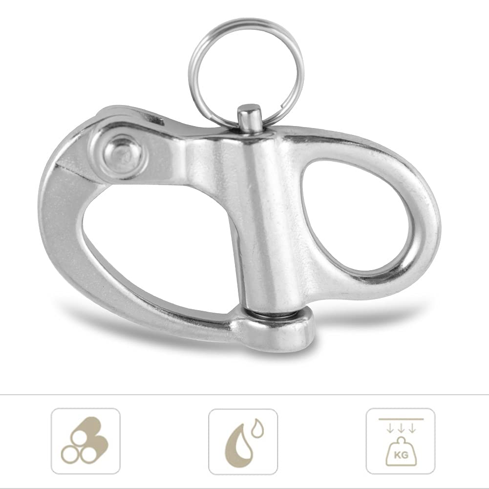 10x35mm Stainless Steel Fixed Snap Shackle, Quick Release with Round for Marine, Boat