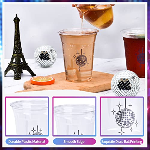 100 Pack Disco Ball Plastic Cups 12 oz Disposable Drinkware for Party and Wedding