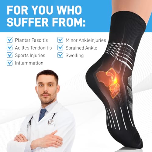 IRAMY Compression Ankle Support Crew Socks Men Women 3 Pairs - Pink+Purple+Light Blue Large
