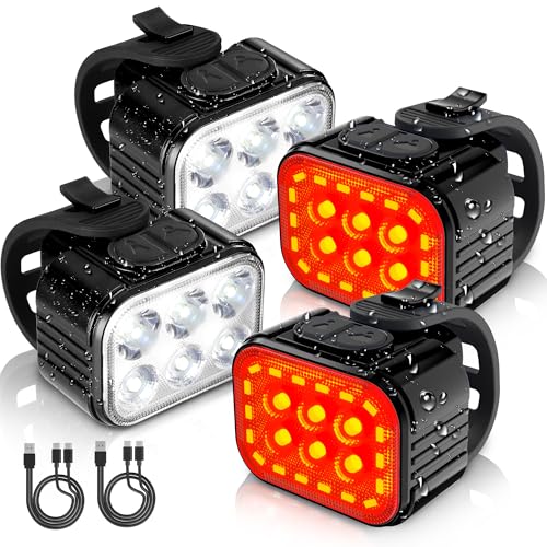 WORKPRO Bike Lights Set Black+Black 8+13 Modes Rechargeable Waterproof