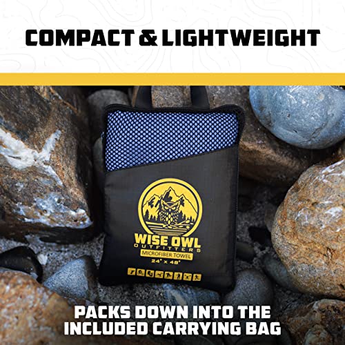 Microfiber Camping Towel XL Marine Blue & Washcloth Set - Quick Dry Travel Towels