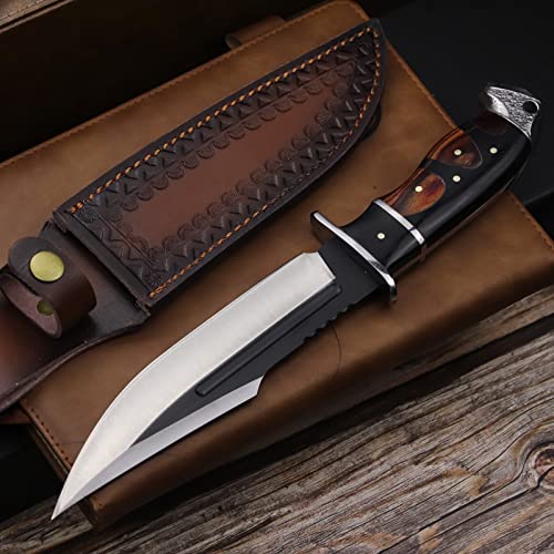DeHong-88 Hunting Knife 7.1-Inch Fixed Blade Tactical Knife with Leather Sheath for Camping & Survival