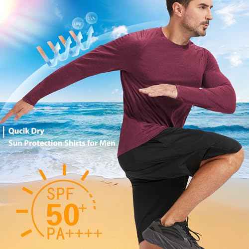MLYENX 7 Pack Long Sleeve Shirts for Men UPF 50+ UV Sun Protection Quick Dry Moisture Wicking Workout Tee Shirts